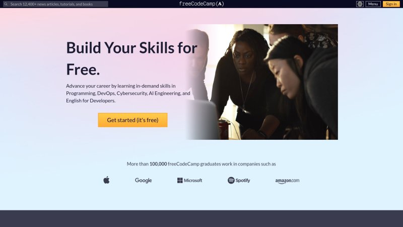 Capture d'écran de freeCodeCamp