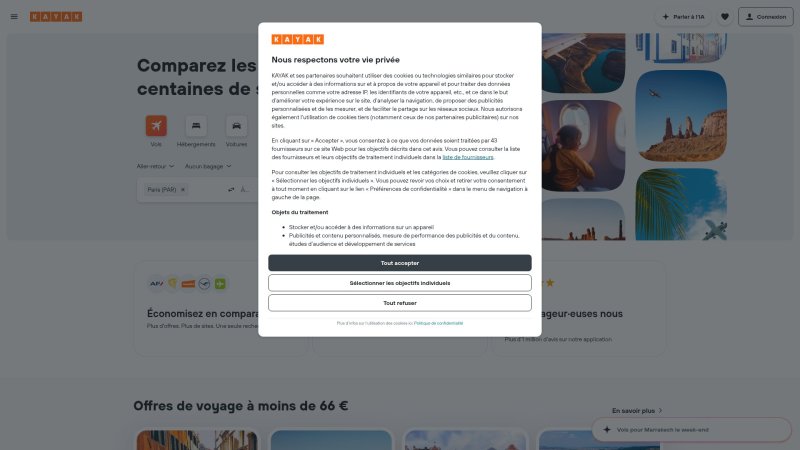 Capture d'écran de Kayak