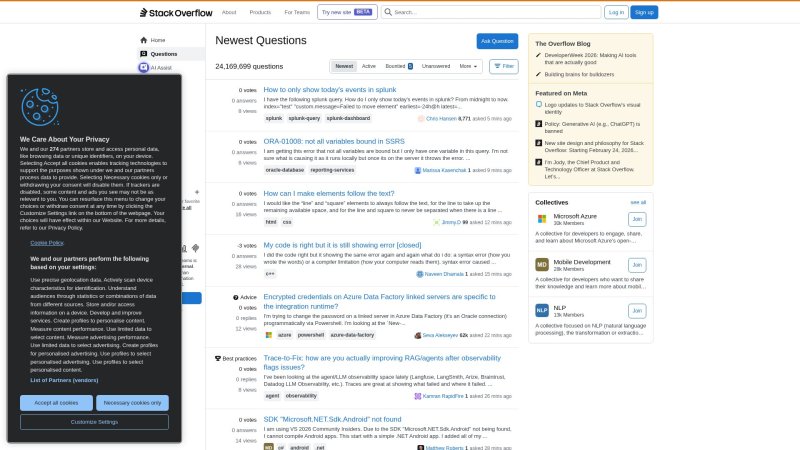 Capture d'écran de Stack Overflow