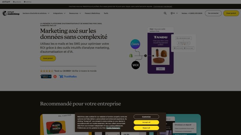 Capture d'écran de Mailchimp