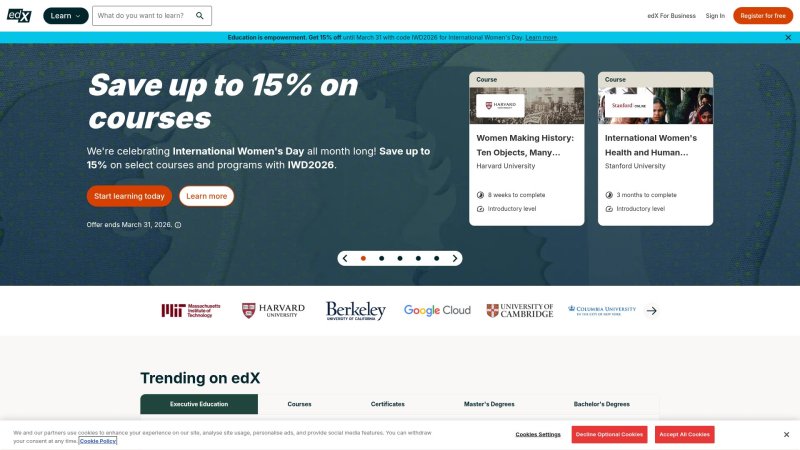 Capture d'écran de edX