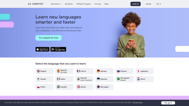 Capture d'écran de Lingvist