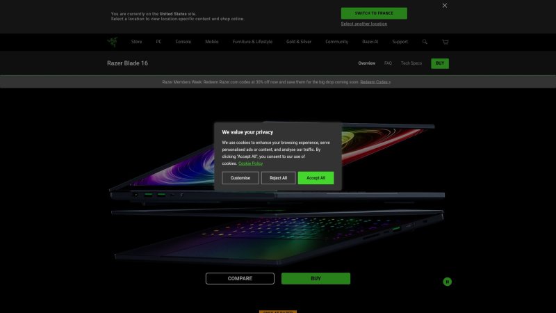 Capture d'écran de Razer Blade 16