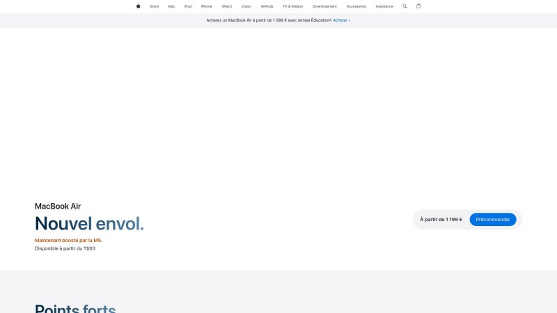 Capture d'écran de MacBook Air M2