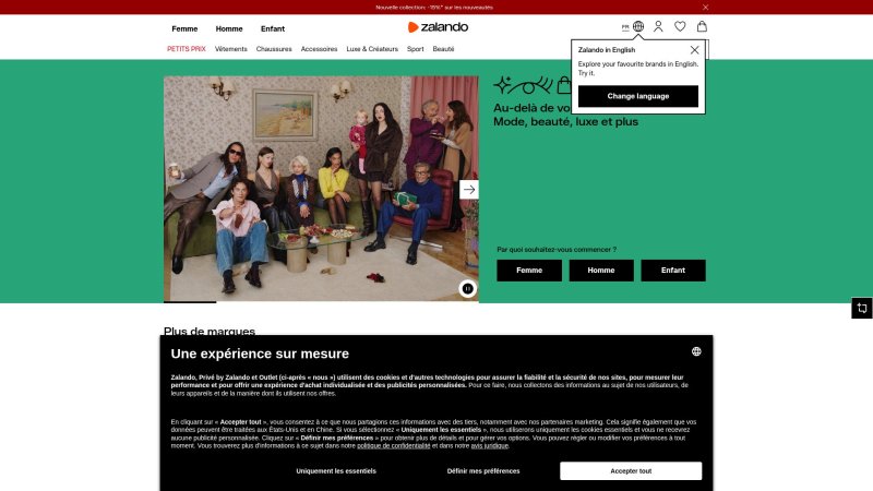 Capture d'écran de Zalando