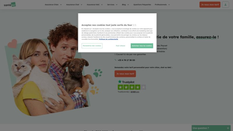 Capture d'écran de SantéVet