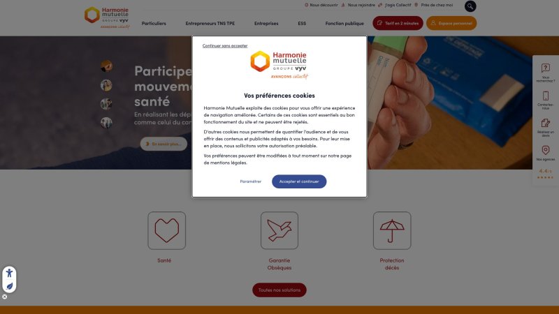 Capture d'écran de Harmonie Mutuelle