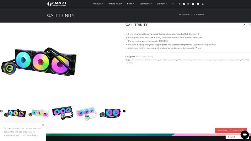 Capture d'écran de Lian Li Galahad II Trinity