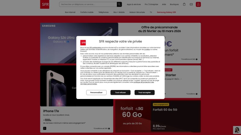 Capture d'écran de SFR 5G 200 Go