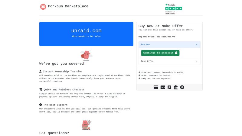 Capture d'écran de UnRAID