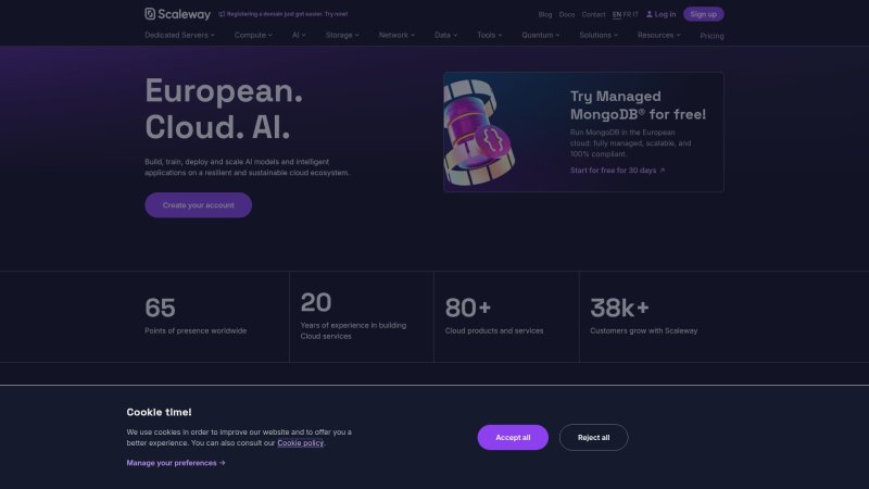 Capture d'écran de Scaleway