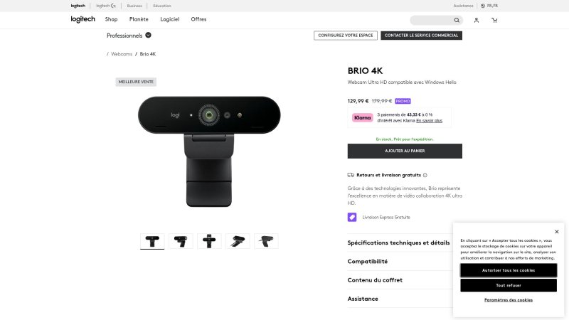 Capture d'écran de Logitech Brio 4K
