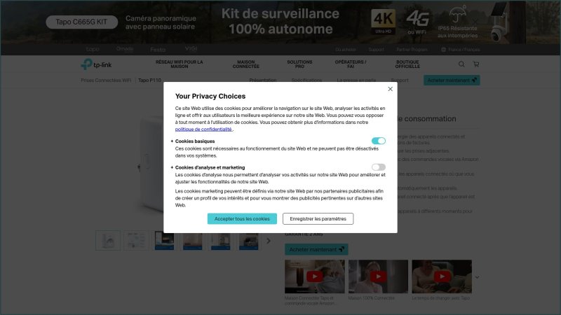 Capture d'écran de TP-Link Tapo P110