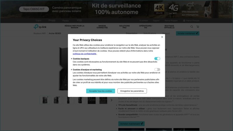 Capture d'écran de TP-Link Archer BE800