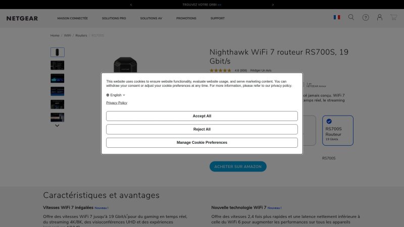Capture d'écran de Netgear Nighthawk RS700S