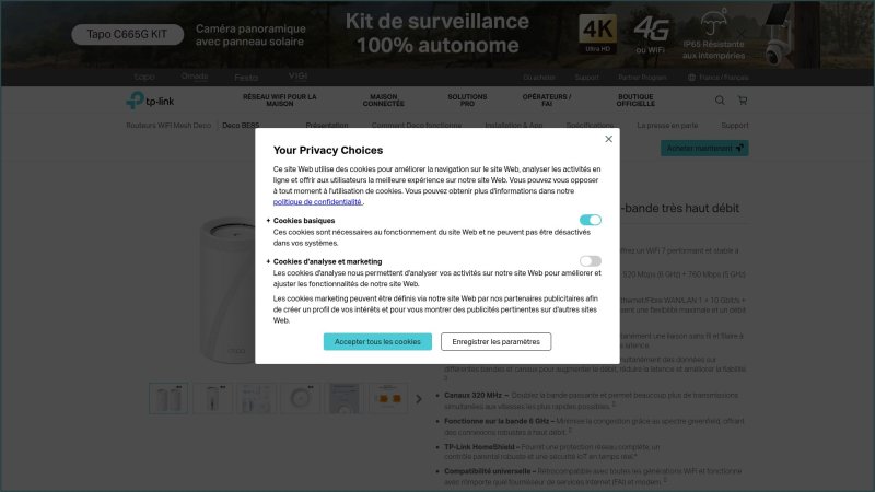 Capture d'écran de TP-Link Deco BE85