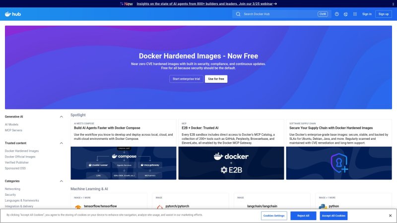 Capture d'écran de Docker Hub