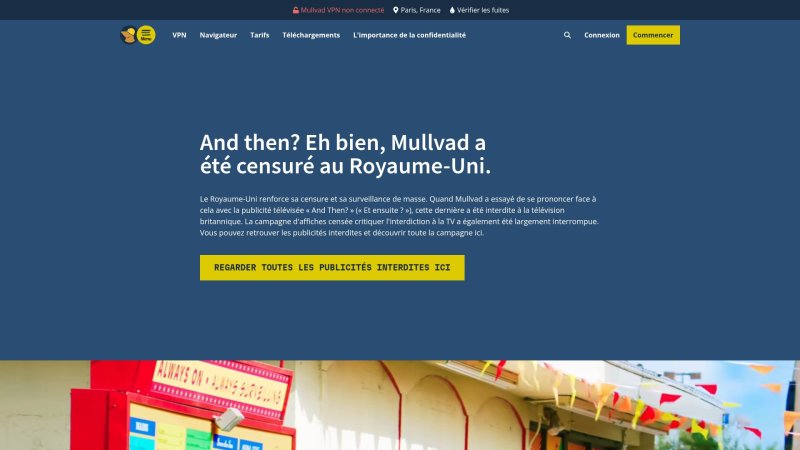 Capture d'écran de Mullvad VPN
