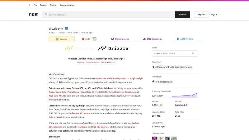 Capture d'écran de Drizzle ORM