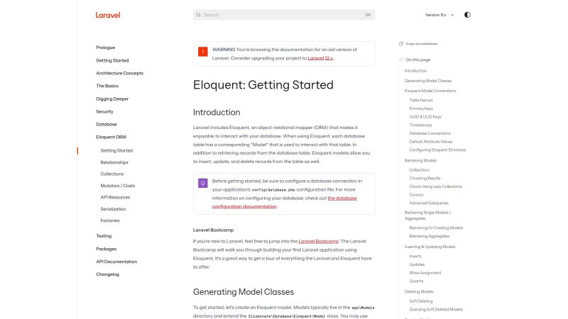 Capture d'écran de Eloquent (Laravel)