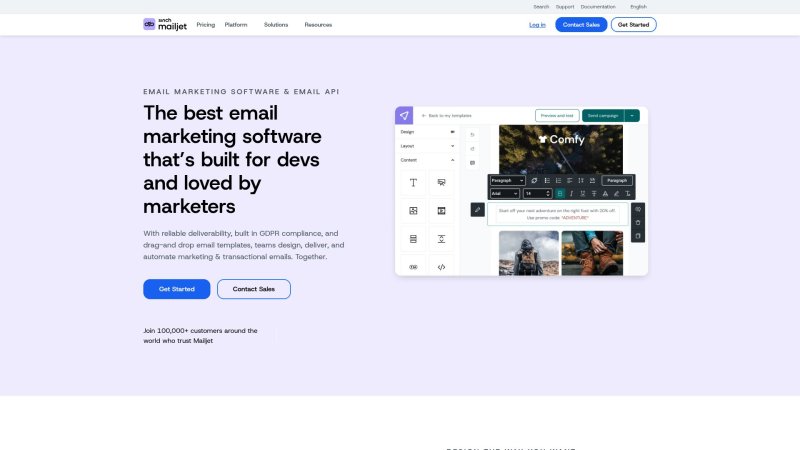 Capture d'écran de Mailjet