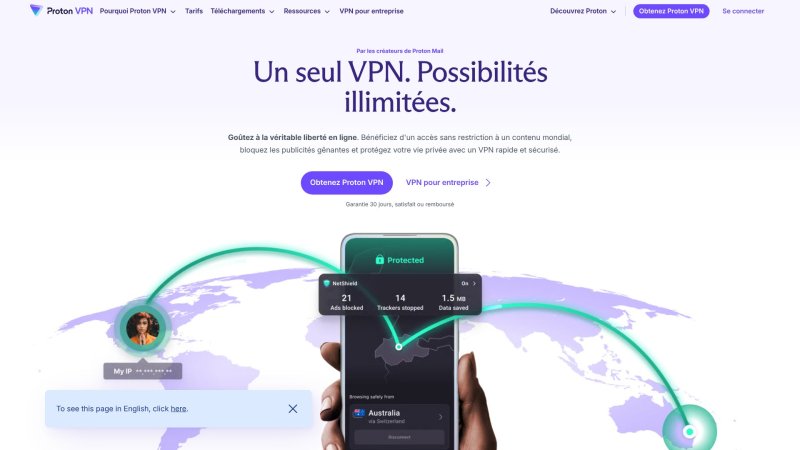 Capture d'écran de ProtonVPN