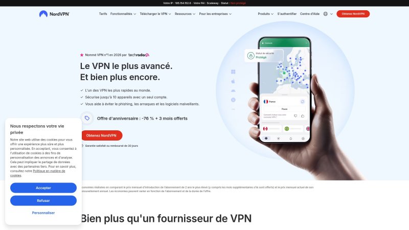 Capture d'écran de NordVPN