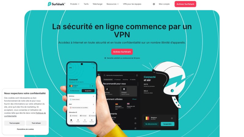 Capture d'écran de Surfshark