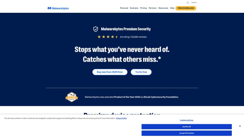 Capture d'écran de Malwarebytes Premium