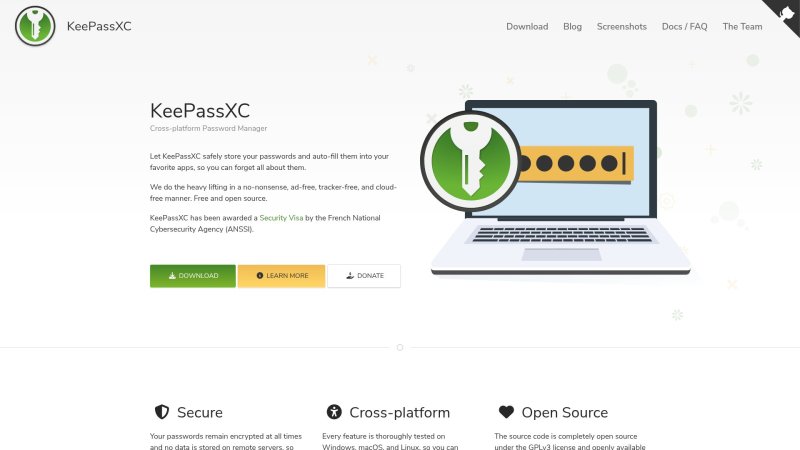 Capture d'écran de KeePassXC