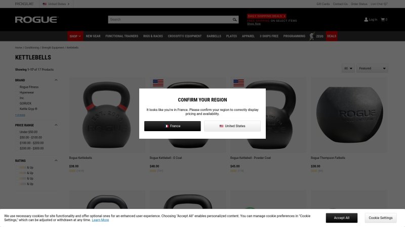 Capture d'écran de Rogue Fitness Kettlebell