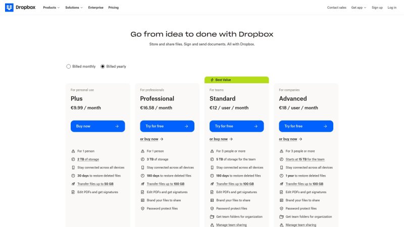 Capture d'écran de Dropbox