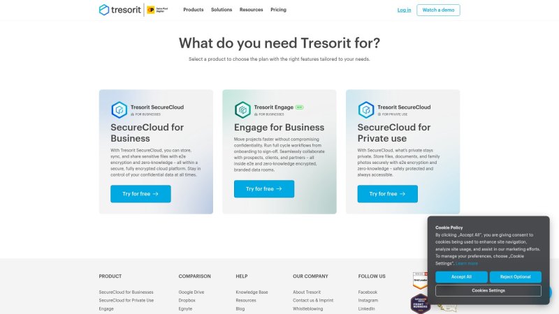 Capture d'écran de Tresorit
