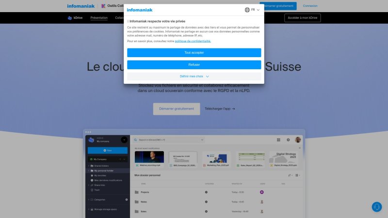 Capture d'écran de Infomaniak kDrive