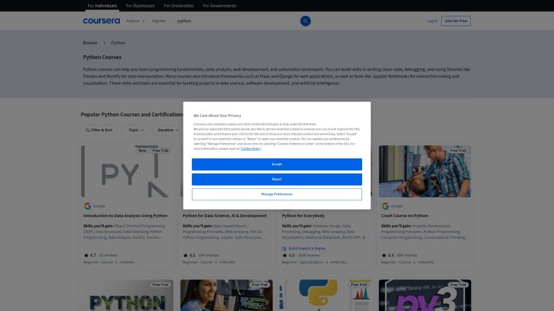 Capture d'écran de Coursera Python for Everybody