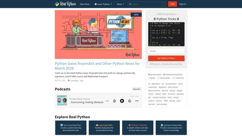 Capture d'écran de Real Python