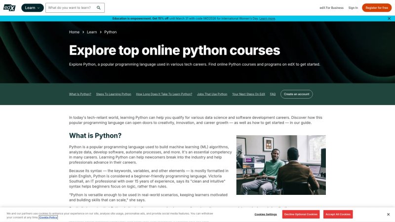 Capture d'écran de edX MIT Python