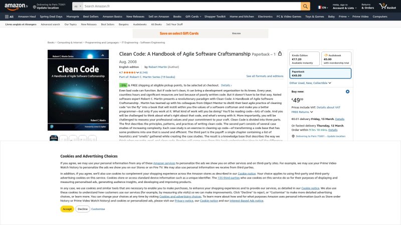 Capture d'écran de Clean Code - Robert C. Martin