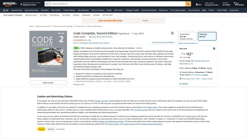 Capture d'écran de Code Complete - Steve McConnell
