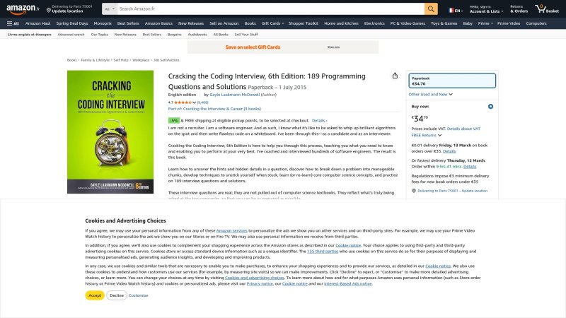 Capture d'écran de Cracking the Coding Interview
