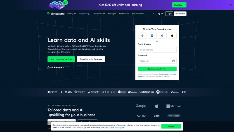 Capture d'écran de DataCamp