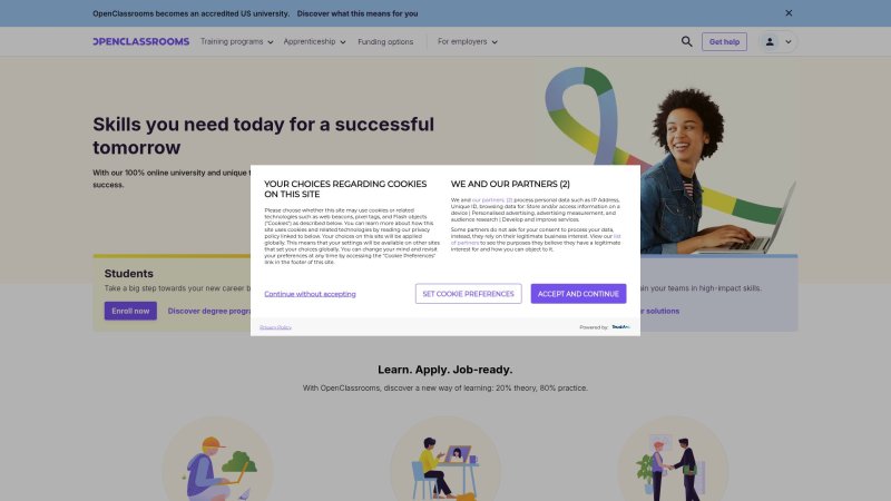 Capture d'écran de OpenClassrooms Excel