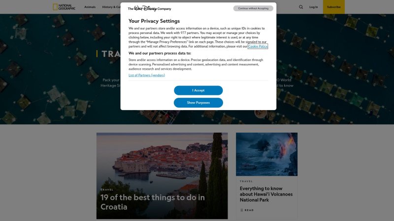 Capture d'écran de National Geographic Traveler