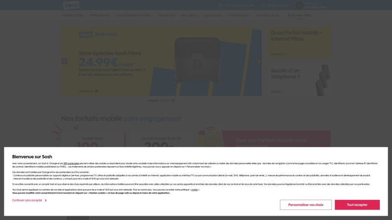 Capture d'écran de Sosh