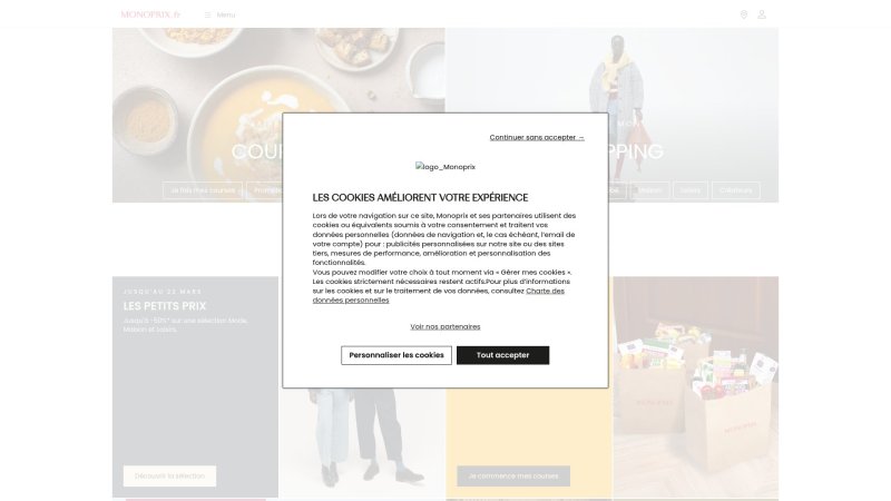 Capture d'écran de Monoprix Premium Cachemire