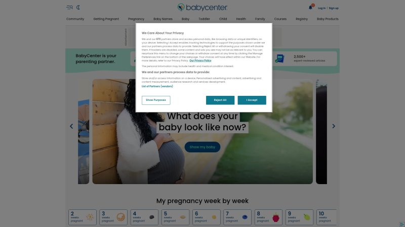 Capture d'écran de BabyCenter