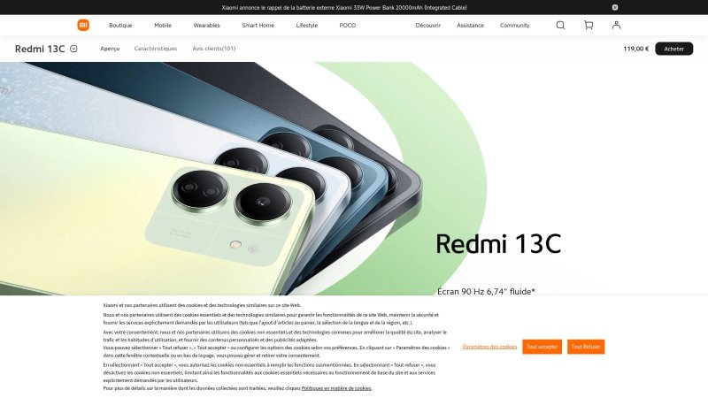 Capture d'écran de Xiaomi Redmi 13C
