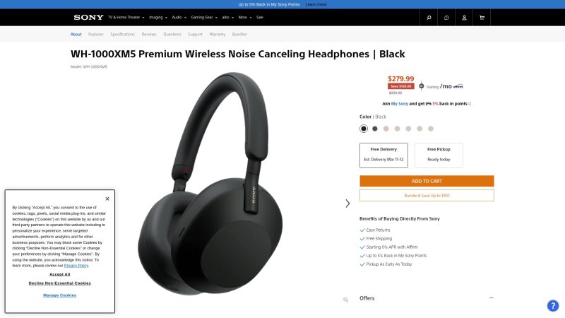 Capture d'écran de Sony WH-1000XM5