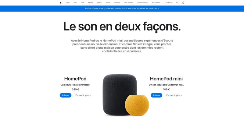 Capture d'écran de Apple HomePod
