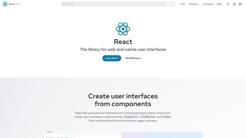 Capture d'écran de React